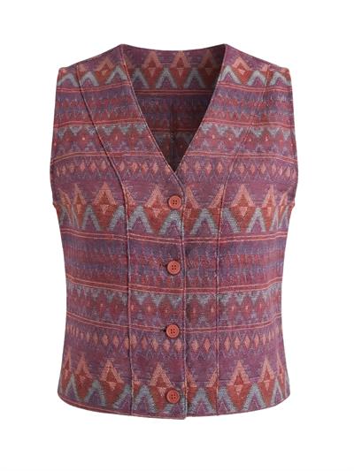 Retrobird Kilim Desen Pembe Tasarım Yelek