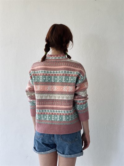 Retrobird Kilim ve Etnik Desenli Jakarlı Kazak