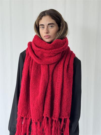 Retrobird Kırmızı Büyük Boy Soft Örgü Atkı