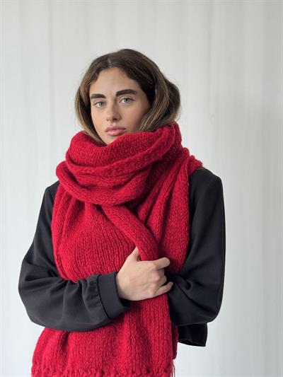 Retrobird Kırmızı Büyük Boy Soft Örgü Atkı