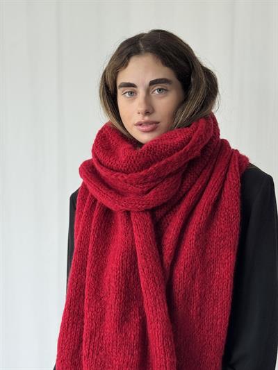 Retrobird Kırmızı Büyük Boy Soft Örgü Atkı