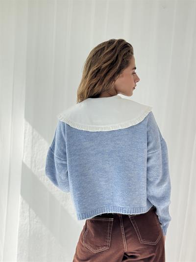 Retrobird Kısa Kalp Düğmeli Mavi Hırka