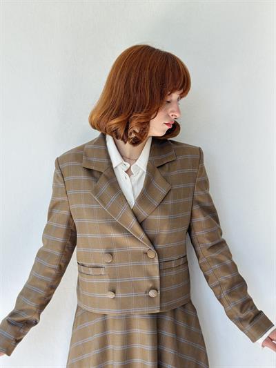 Retrobird Kısa Kareli Blazer Kum Ceket