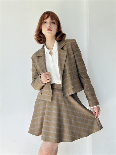 Retrobird Kısa Kareli Blazer Kum Ceket