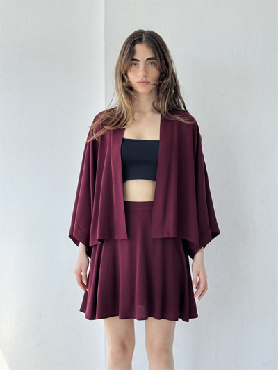 Retrobird Burgundy Flared Short Skirt