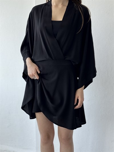 Retrobird Black Flared Short Skirt