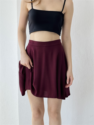 Retrobird Burgundy Flared Short Skirt