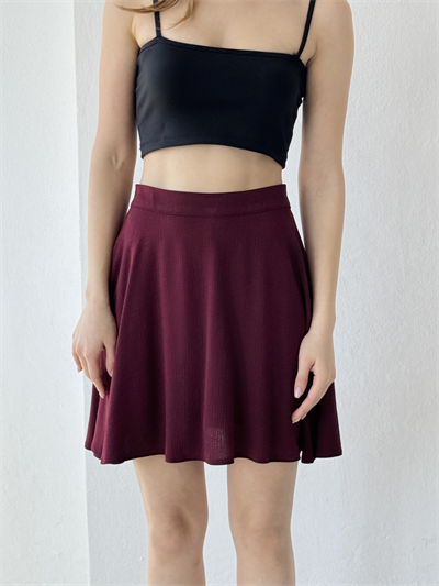 Retrobird Burgundy Flared Short Skirt