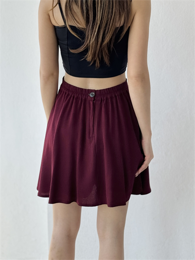 Retrobird Burgundy Flared Short Skirt