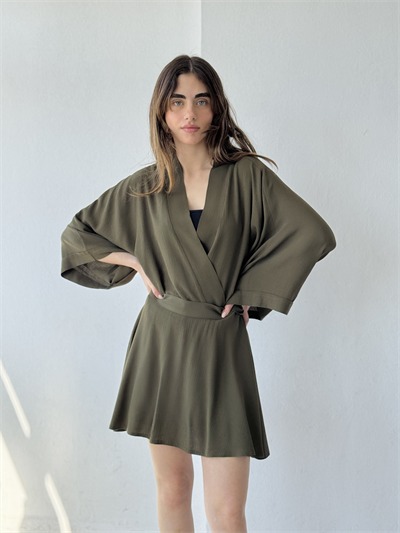 Retrobird Khaki Flared Short Skirt