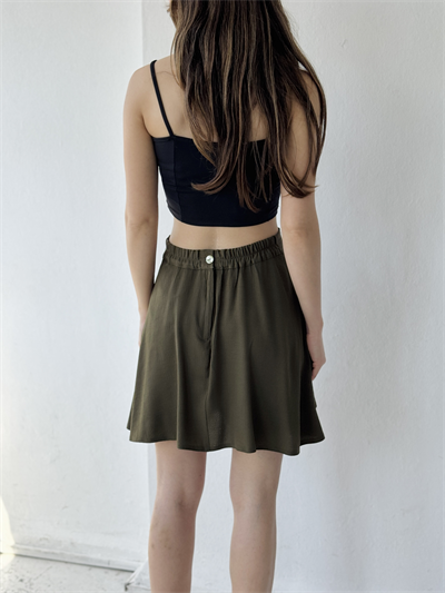 Retrobird Khaki Flared Short Skirt