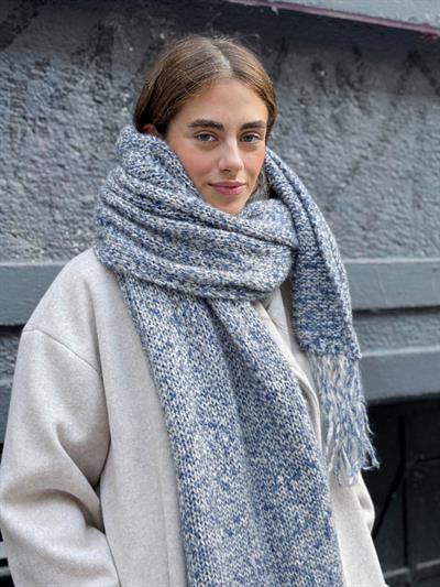 Retrobird Large Soft Blue and White Knitted Scarf