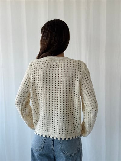 Retrobird Koyu Kum Nakış İşlemeli Romantik Hırka