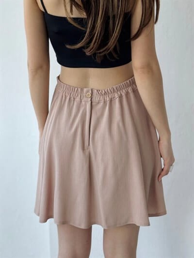 Retrobird Cream Flared Short Skirt