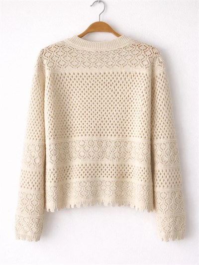 Retrobird Sand-Colored Embroidered Romantic Cardigan