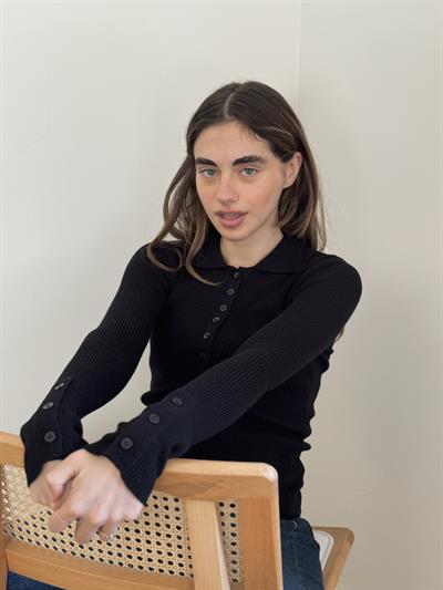 Retrobird Lycra Thin Premium Charcoal Colored Polo Collar Basic Sweater