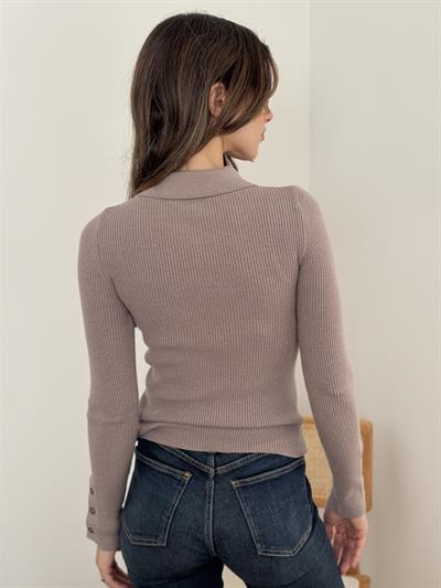 Retrobird Lycra Thin Premium Mink Polo Collar Basic Sweater