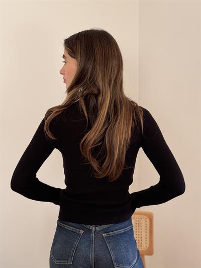 Retrobird Lycra Thin Premium Charcoal Colored Polo Collar Basic Sweater