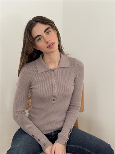 Retrobird Lycra Thin Premium Mink Polo Collar Basic Sweater