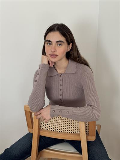 Retrobird Lycra Thin Premium Mink Polo Collar Basic Sweater