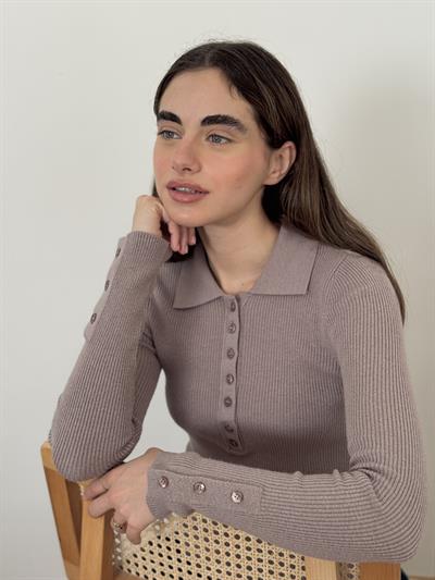 Retrobird Lycra Thin Premium Mink Polo Collar Basic Sweater