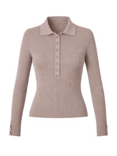 Retrobird Lycra Thin Premium Mink Polo Collar Basic Sweater