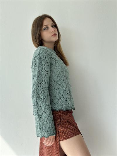 Retrobird Lili Ajurlu Delikli Çağla Triko Kazak