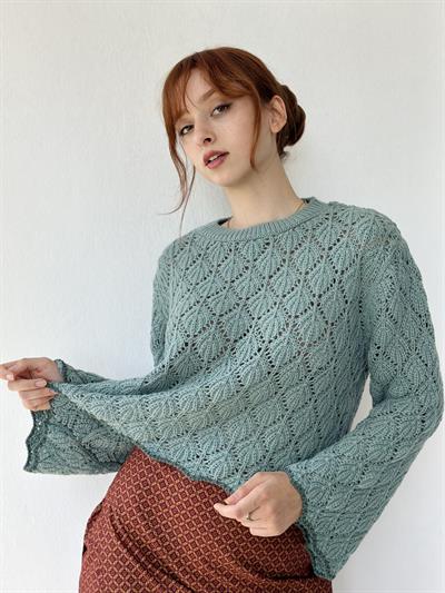 Retrobird Lili Ajurlu Delikli Çağla Triko Kazak