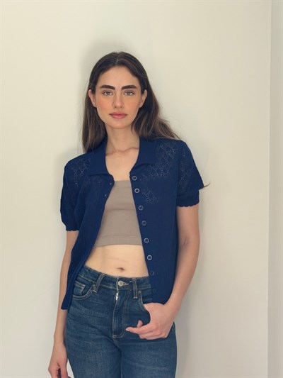 Retrobird Lora Dantel Lacivert Yazlık Triko