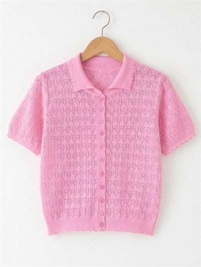 Retrobird Lora Dantel Pembe Yazlık Triko