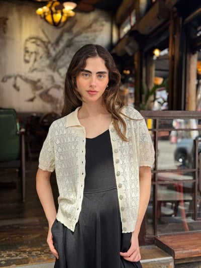 Retrobird Lora Dantel Krem Yazlık Triko