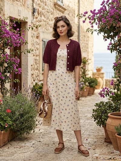 Retrobird Lou Retro Ajurlu Bordo Kısa Hırka