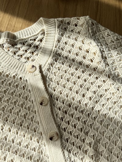 Retrobird Lou Retro Openwork Cream Short Cardigan