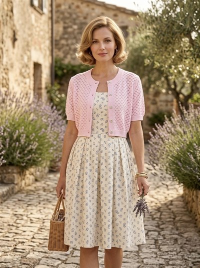 Retrobird Lou Retro Ajurlu Pembe Kısa Hırka