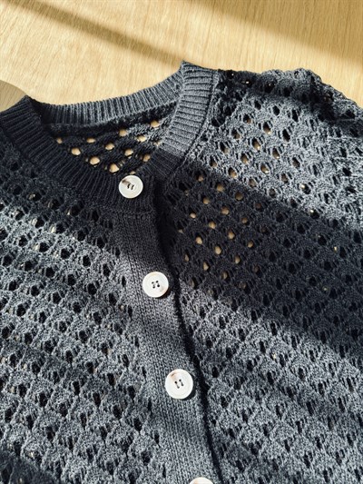 Retrobird Lou Retro Openwork Black Short Cardigan