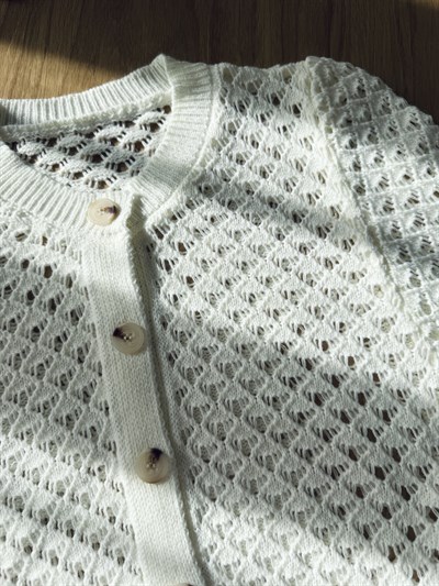 Retrobird Lou Retro Openwork Beige Short Cardigan