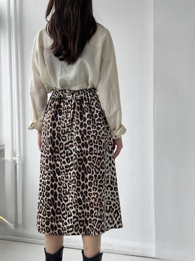 Retrobird Luna Saten Yüzeyli Leopar Midi Boy Etek