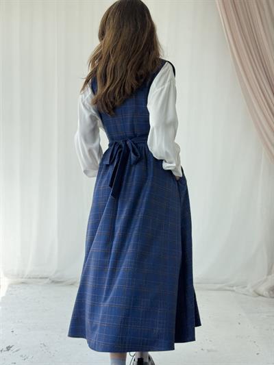 Retrobird Mandy Long Midi Length Vest Saxe Blue Dress