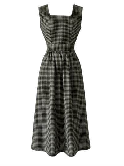 Retrobird Mandy Long Midi Length Vest Piti Check Dress