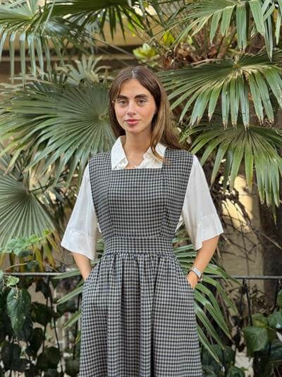 Retrobird Mandy Long Midi Length Vest Piti Check Dress