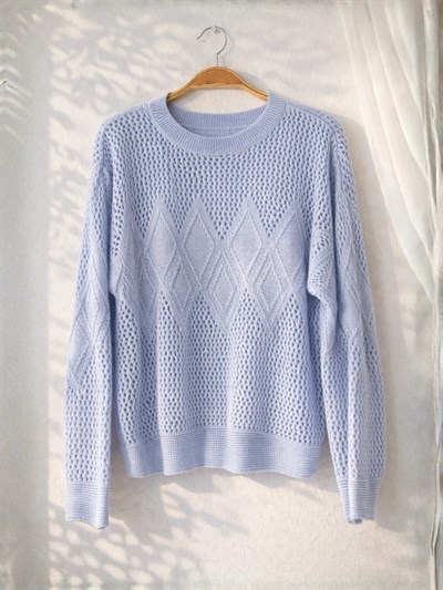 Retrobird Blue Openwork Perforated Spring Knit