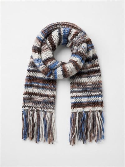 Retrobird Blue-Brown Large Soft Knitted Scarf