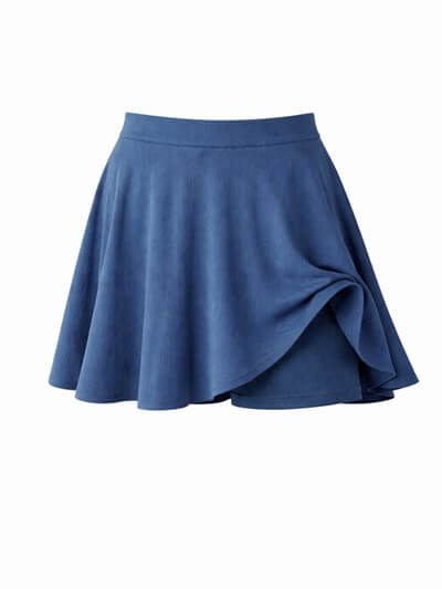 Retrobird Blue Flared Short Skirt