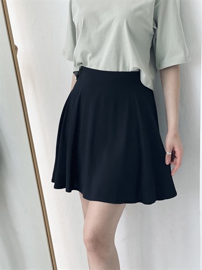 Retrobird Viscose Fabric Mini Black Color Womens Short Skirt