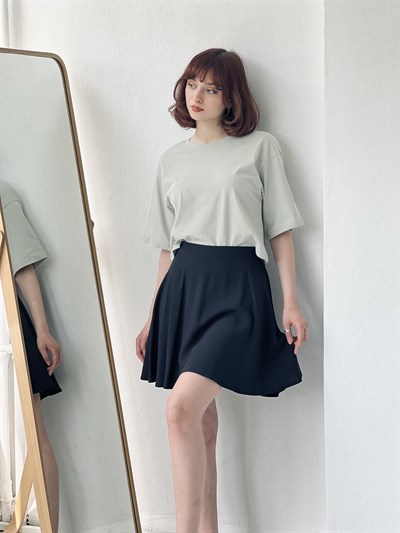 Retrobird Viscose Fabric Mini Black Color Womens Short Skirt