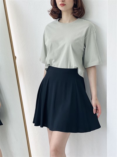 Retrobird Viscose Fabric Mini Black Color Womens Short Skirt