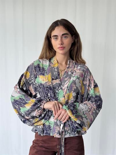 Retrobird Duman Rengi Mini Wrap Bluz Kimono