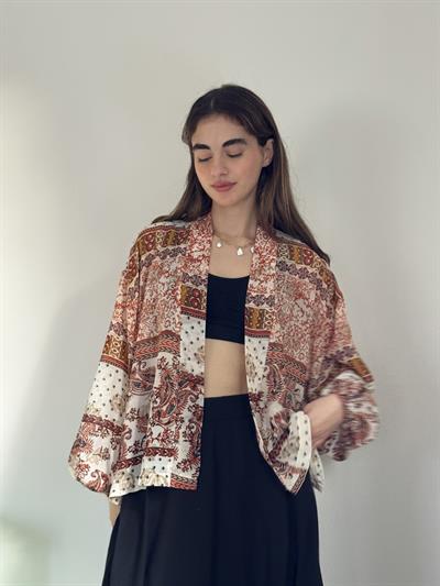 Retrobird Bakır Renkli Mini Wrap Bluz Kimono