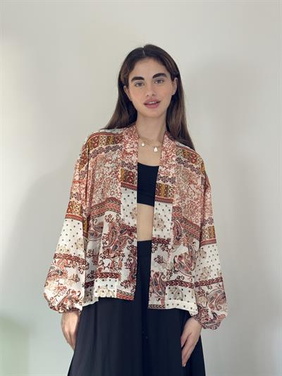 Retrobird Bakır Renkli Mini Wrap Bluz Kimono