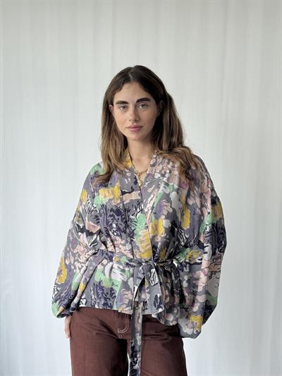 Retrobird Duman Rengi Mini Wrap Bluz Kimono